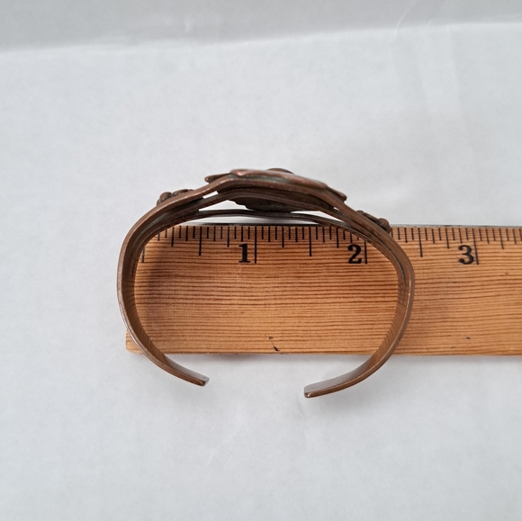 Vintage Native American Copper Cuff Bracelet Turquoise Stone Not Stamped - Picture 13 of 13